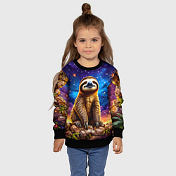 Свитшот детский Ленивец и звездное небо, цвет: 3D-черный — фото 2