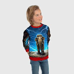 Свитшот детский Мамонт и разряды молний, цвет: 3D-красный — фото 2