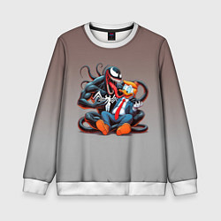 Свитшот детский Venom and Duck-Donald - ai art fantasy, цвет: 3D-белый
