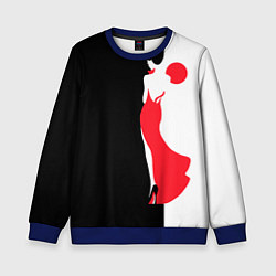 Свитшот детский Девушка в красном платье, цвет: 3D-синий