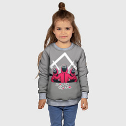 Свитшот детский Персонажи из Игра в кальмара, цвет: 3D-меланж — фото 2