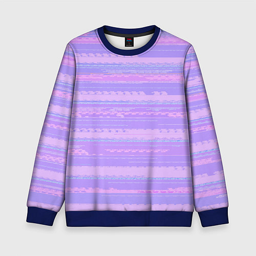 Детский свитшот Нежный сиреневый полосатый / 3D-Синий – фото 1