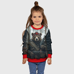 Свитшот детский Советский медведь с автоматами, цвет: 3D-красный — фото 2