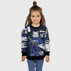 Свитшот детский Русский вооруженный волк, цвет: 3D-черный — фото 2