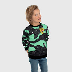 Свитшот детский Текстурный черно-зеленый камуфляж, цвет: 3D-черный — фото 2