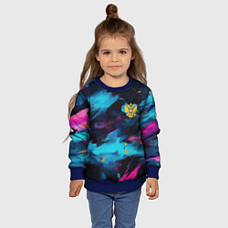 Свитшот детский Герб РФ на текстурном камуфляже, цвет: 3D-синий — фото 2