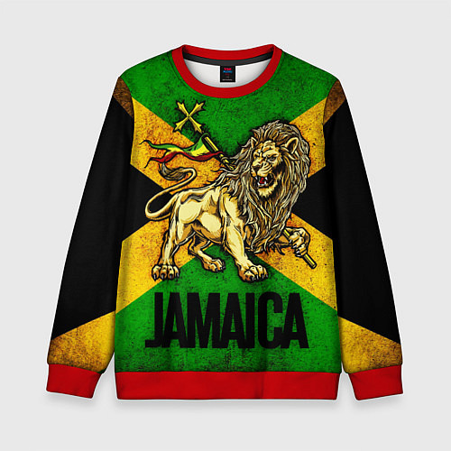 Детский свитшот Jamaica lion flag / 3D-Красный – фото 1