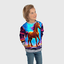 Свитшот детский Лошадь в ярких лучах, цвет: 3D-меланж — фото 2
