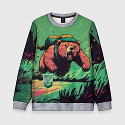 Свитшот детский Русский медведь атакует, цвет: 3D-меланж
