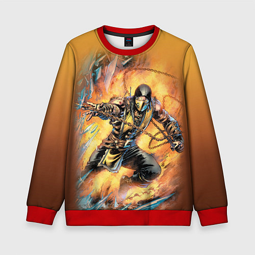 Детский свитшот Scorpion - Mortal Kombat / 3D-Красный – фото 1