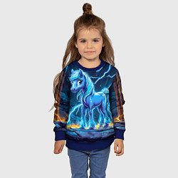 Свитшот детский Лошадка в разрядах молнии, цвет: 3D-синий — фото 2