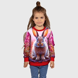 Свитшот детский Зайчик в розовом, цвет: 3D-красный — фото 2