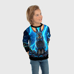 Свитшот детский Заяц в разрядах молний, цвет: 3D-черный — фото 2