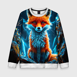 Свитшот детский Лиса и молния, цвет: 3D-белый