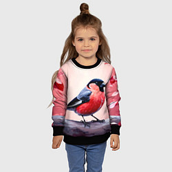 Свитшот детский Снегирь на розовом, цвет: 3D-черный — фото 2