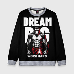 Свитшот детский Dream big - work hard monkey, цвет: 3D-меланж