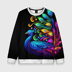 Свитшот детский Neon peacock - art, цвет: 3D-белый