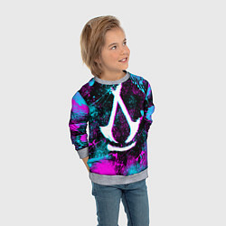Свитшот детский Assassins creed shadows - neon color, цвет: 3D-меланж — фото 2