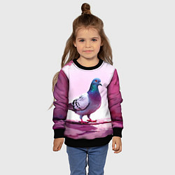 Свитшот детский Голубь в розовом, цвет: 3D-черный — фото 2