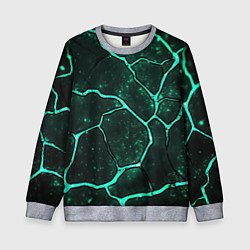 Детский свитшот Неоновые зеленые разломы
