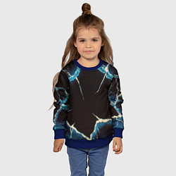 Свитшот детский Разлом черного абстрактного стекла, цвет: 3D-синий — фото 2
