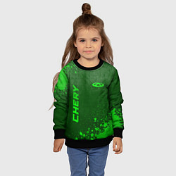 Свитшот детский Chery - green gradient вертикально, цвет: 3D-черный — фото 2