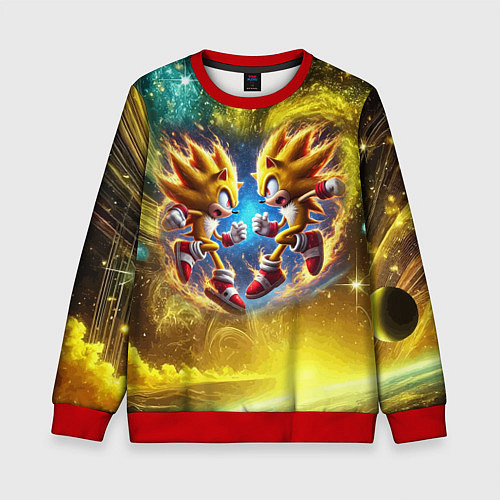 Детский свитшот Sonic and Shadow battle in space - movie / 3D-Красный – фото 1