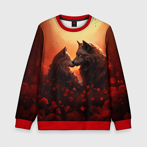 Детский свитшот Волчья страсть / 3D-Красный – фото 1