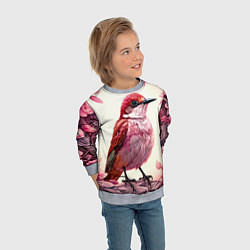 Свитшот детский Кукушка в розовых цветах, цвет: 3D-меланж — фото 2