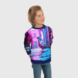 Свитшот детский Голубь в ярком городе, цвет: 3D-синий — фото 2