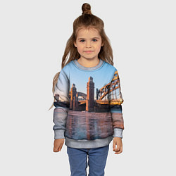 Свитшот детский Большеохтинский мост в Санкт-Петербурге, цвет: 3D-меланж — фото 2