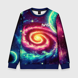 Свитшот детский Spiral galaxy - neon glow, цвет: 3D-синий