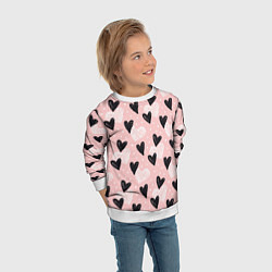 Свитшот детский Романтичный паттерн с сердечками на розовом фоне, цвет: 3D-белый — фото 2