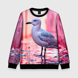 Свитшот детский Чайка на розовом, цвет: 3D-черный