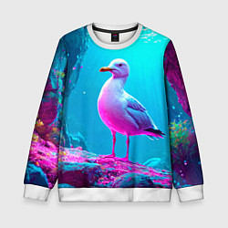 Свитшот детский Подводная чайка, цвет: 3D-белый