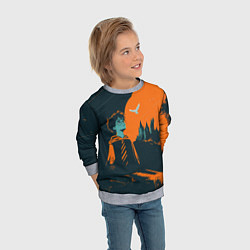 Свитшот детский Гарри Поттер черно-оранжевый фон, цвет: 3D-меланж — фото 2