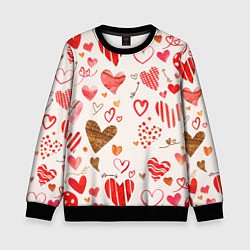 Свитшот детский Любовный паттерн, цвет: 3D-черный