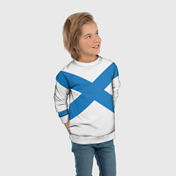Свитшот детский Военно-морской флот: Андреевский флаг, цвет: 3D-белый — фото 2