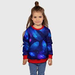 Свитшот детский Мерцающие перья - волшебные искры, цвет: 3D-красный — фото 2
