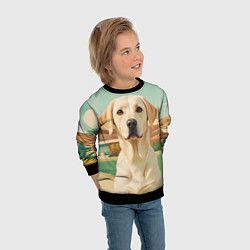 Свитшот детский Лабрадор на фоне пальм, цвет: 3D-черный — фото 2