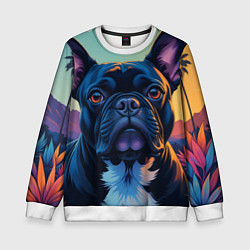 Свитшот детский Вечер и бульдог, цвет: 3D-белый