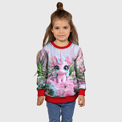 Свитшот детский Милая маленькая единорожка, цвет: 3D-красный — фото 2