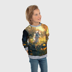 Свитшот детский Белая маленькая единорожка, цвет: 3D-меланж — фото 2