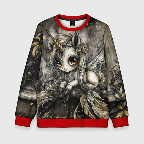 Детский свитшот Мифическая единорожка / 3D-Красный – фото 1