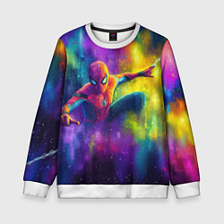 Свитшот детский Человек - паук радужные краски, цвет: 3D-белый