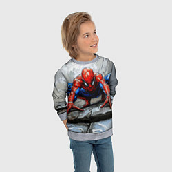 Свитшот детский Человек-паук палзет на стене, цвет: 3D-меланж — фото 2