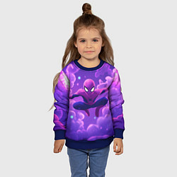 Свитшот детский Человек-паук на фоне облаков, цвет: 3D-синий — фото 2