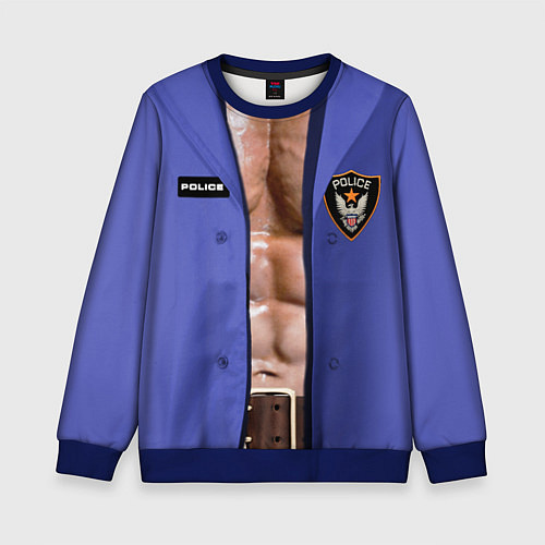 Детский свитшот Костюм полицейского с накаченным торсом / 3D-Синий – фото 1