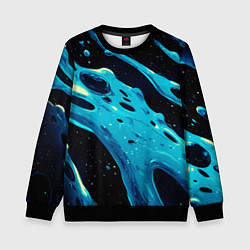 Детский свитшот Синие волны краски на черном