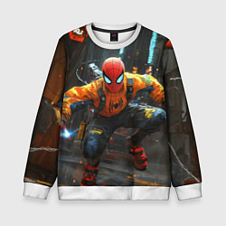 Свитшот детский Человек паук бежит, цвет: 3D-белый